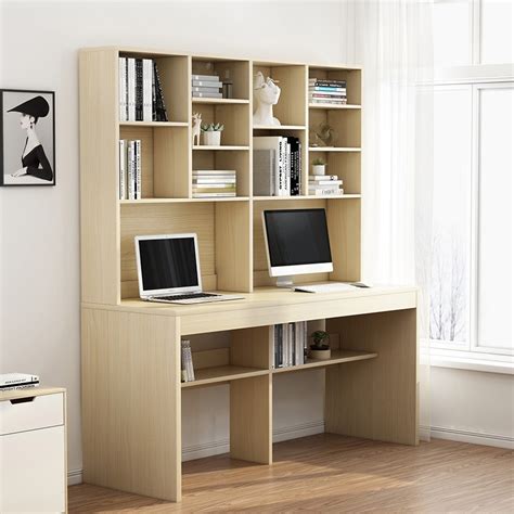 Study table with bookshelf + book cabinet $1285. Desk Bookcase Combination Double Computer Desk Home Simple ...