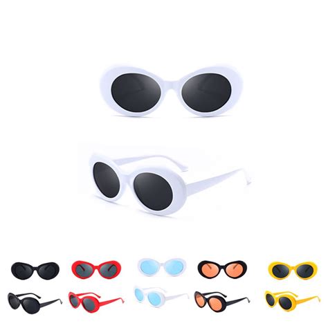 Rock Star Retro Clout Goggles Oval Round Pop Black Lenses Sunglasses