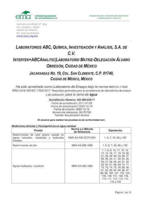 Pdf Laboratorios Abc QuÍmica InvestigaciÓn Y Nmx Aa 042 Scfi