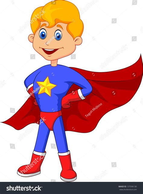 Super Hero Boy Cartoon Posing Stock Photo 137596130