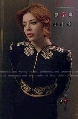 Wornontv Louises Black Embroidered Jacket On Revenge Elena Satine