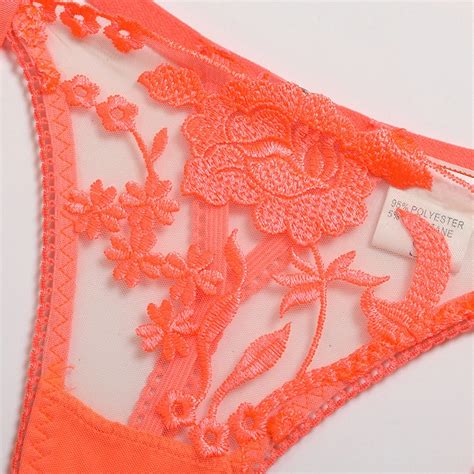 bra and panty set women underwear lace lingerie 3pcs open cup see through thong floral