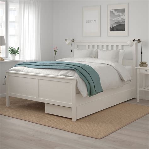 Hemnes Bed Frame With 2 Storage Boxes White Stain Espevär King Ikea