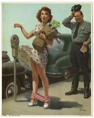 Art Frahm Vintage No Time To Lose Cheesecake Pin Up Print Embarrassment NR Antique Price