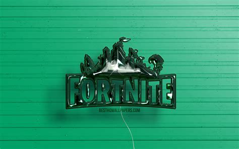 Download Wallpapers Fortnite 3d Logo 4k Dark Green Realistic Balloons