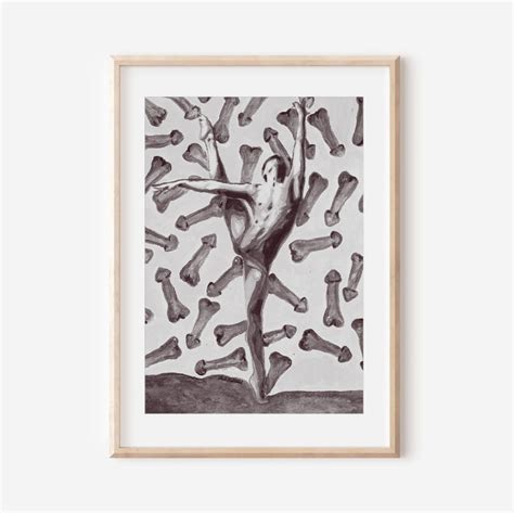 Full Frontal Nudity Watercolor Black And White Print Phallic Etsy