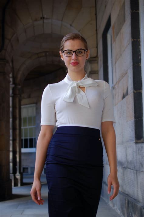 Formal Business Pencil Skirt And Blouse Outfit For Corporate Women Modern Elegance White