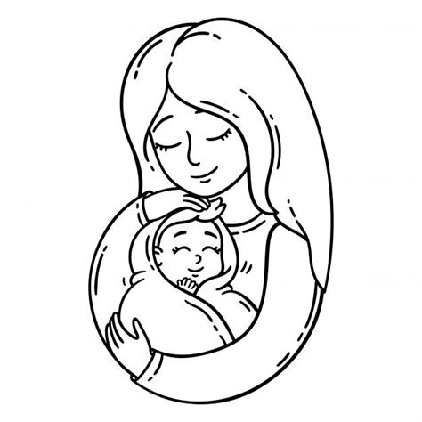 (if you would like personalized pages, please use the link below). Mother Holding Baby. in 2020 | Baby coloring pages ...