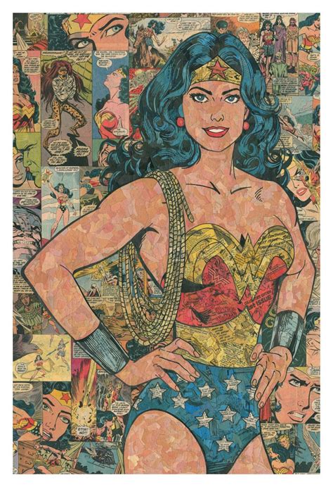 Wonder Woman Comic Collage Giclee Print Wonder Woman Vintage