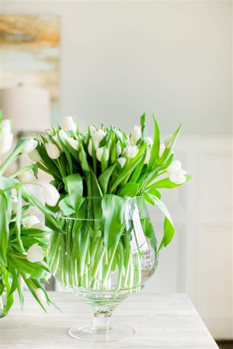 White Tulips In Glass Vase Hgtv
