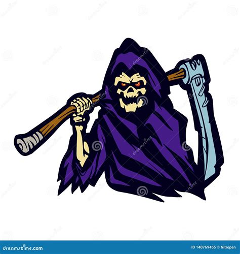 Grim Reaper Ghost Purple Angry Face Stock Vector Illustration Of