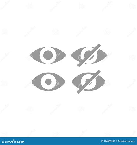 Eye Hide Show Simple Vector Icon Set Stock Vector Illustration Of