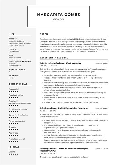 It can be easily personalized for whichever industry you are applying for. Modelo de CV para Psicólogo | Diseños de curriculum vitae ...