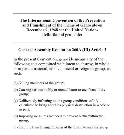 the definition of genocide in the present convention for the prevention and punishment of the