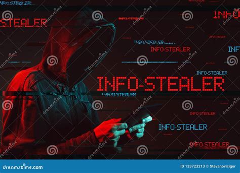 Info Stealer Concept With Faceless Hooded Male Person Stock Image