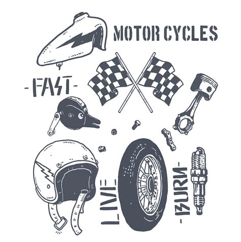 Premium Vector Motorcycle Parts Pack Illustration Design