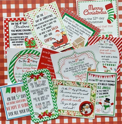 NEW SET 12 Days Of Christmas Printable Tags Secret Santa Image 0