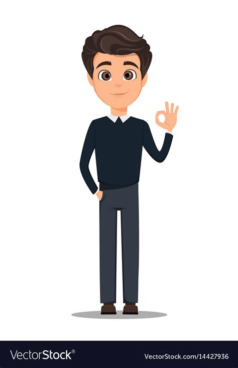 Business Man Cartoon Character Young Handsome Vector Image