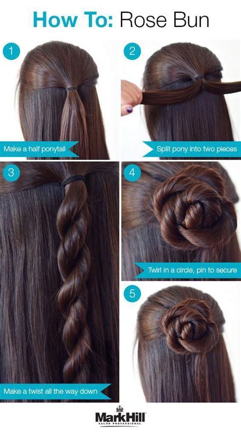 Even if your hair isn't long enough to pull up, you can still have fun with cute styles. Easy step by step hair tutorial: rose bun #Makeuplooks ...