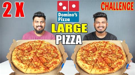 Let's see how big the new extra large pizza option is from domino's. 2 X LARGE DOMINOS CHICKEN PIZZA CHALLENGE | DOMINOS PIZZA ...