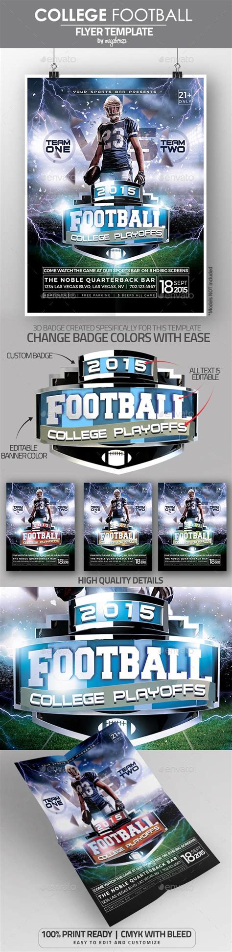College Football Playoffs Flyer Poster Template College Football