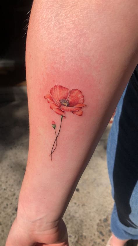 Watercolor Poppy Flower Tattoo Tiny Flower Tattoos Men Flower Tattoo