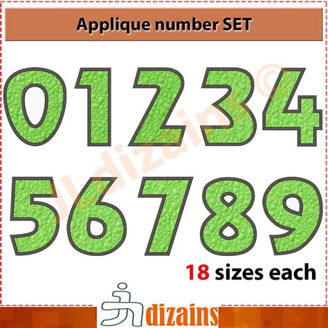 Applique Number Set Machine Embroidery Design Instant Download 18