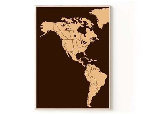 3 Piece Wall Art Printable Brown World Map World Map With Countries