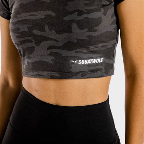 ae warrior crop tee half sleeves camo workout shirts women squatwolf