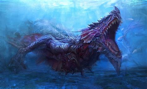 Online Crop Hd Wallpaper Fantasy Sea Monster Creature Underwater