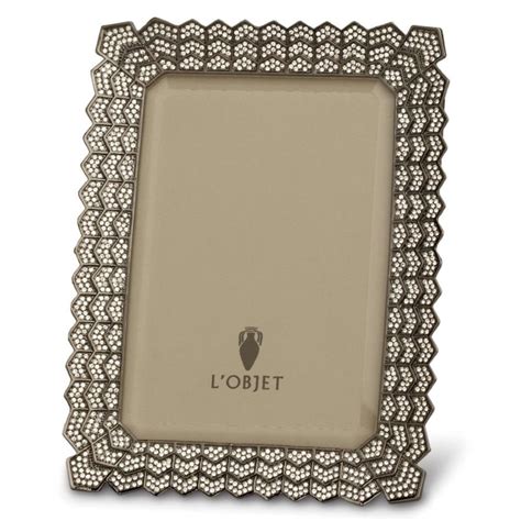 Lobjet Deco Noir Hollywood Regency White Crystals Platinum Photo Frame