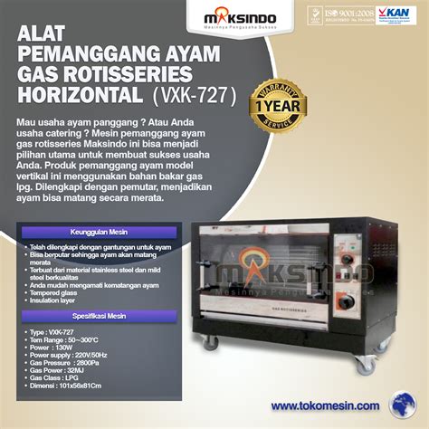 Setelah ayam dibersihkan, langsung saja lumuri dengan bawang kemudian pada proses pemanggangan, pastikan bara atau alat pemanggang diatur dengan suhu sedang. Jual Pemanggang Ayam Gas Rotisseries HORIZONTAL di Mataram ...