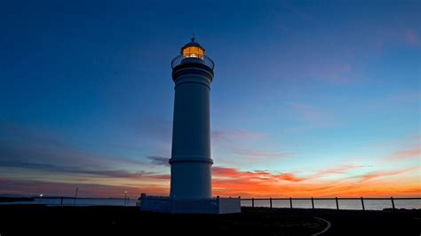 Wallpaper Sunset Sea Night Evening Tower Lighthouse Dusk Ocean