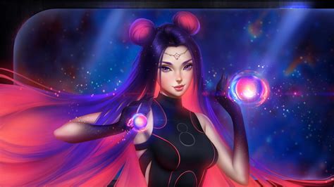 Fantasy Art Dyed Hair Original Characters Drawing Nebula 4k Fantasy Girl Artwork Science