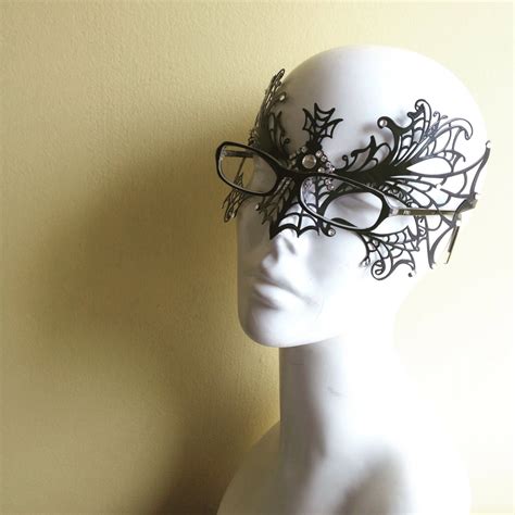 Women S Masquerade Mask To Wear With Glasses Halloween Etsy