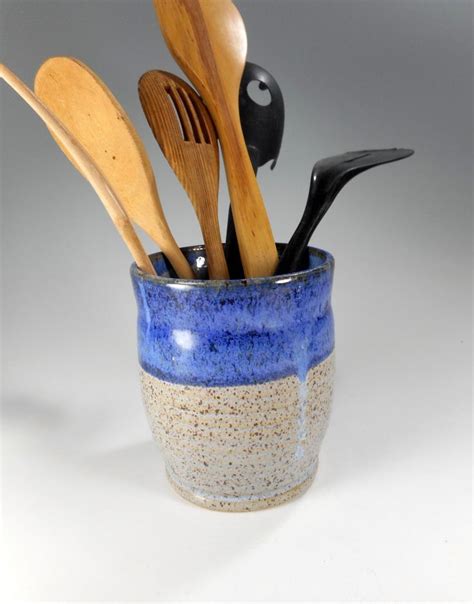 Ceramic Utensil Holder Pottery Cooking Utensils Silverware Etsy