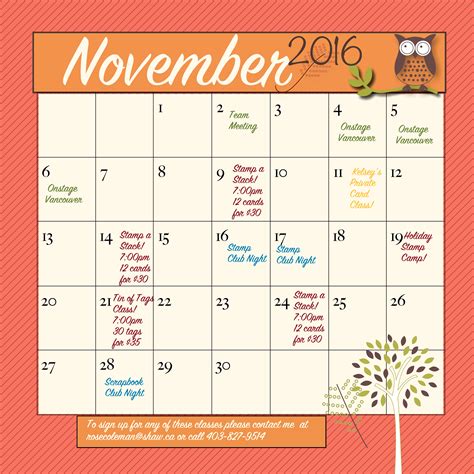 Check out my November Events!! | Rose Coleman