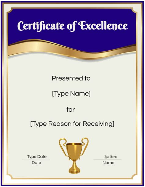 Award Of Excellence Certificate Template