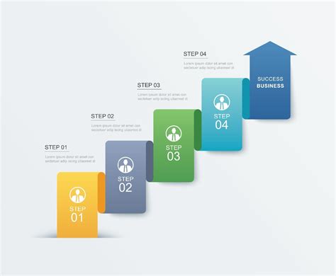 4 Data Step Infographics Timeline Tab Paper Index Template Vector