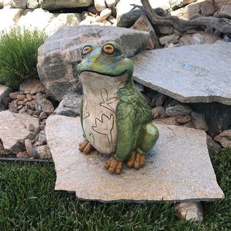 Concrete Statues Frog Statue Green Frog Patio Frog Statue Etsy