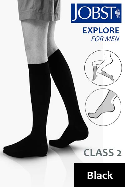 Jobst For Men Explore Class 2 Black Below Knee Compression Stockings Compression Stockings