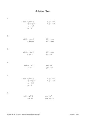 Composite Function And Inverse Function Worksheets Teaching Resources