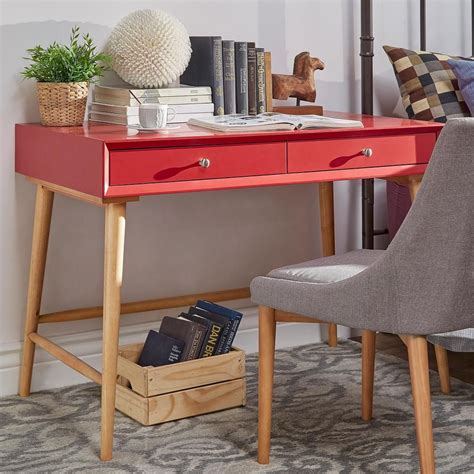 Grey Writing Desk Red Desk Loft Office Mid Century Desk Desk With