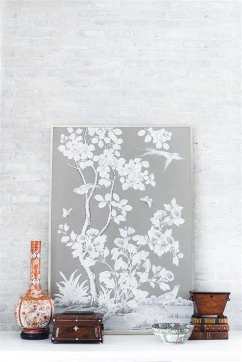 Framed Grey Gracie Wallpaper Panel On Wallpaper Panels