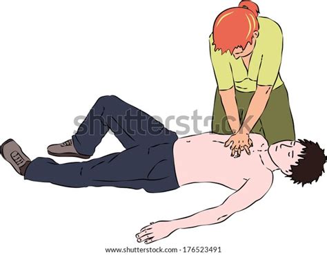 First Aid Reanimation Procedure Cpr Cardiac Stock Vector Royalty Free 176523491