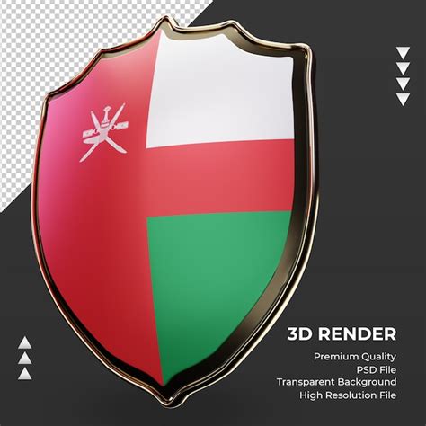 Premium Psd 3d Shield Oman Flag Rendering Right View