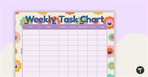 Groovy Flowers Weekly Task Chart Teach Starter