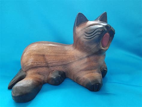 Wooden Cat Figurine Cat Figurine Crafted Cat Figurine Etsy Uk