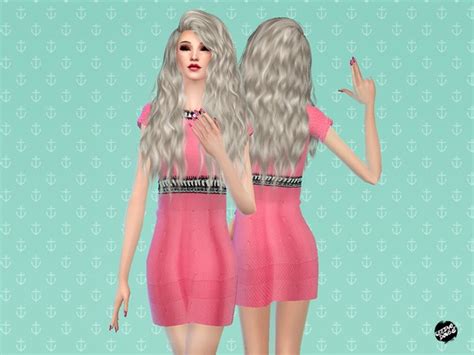 Pink Crochet Knit Stretch Dress By Seeingdouble At Tsr Sims 4 Updates