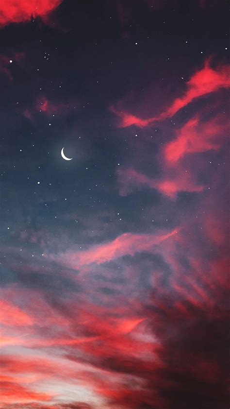 Twilight Moon Starry Sky Clouds Iphone Wallpaper Iphone Wallpapers
